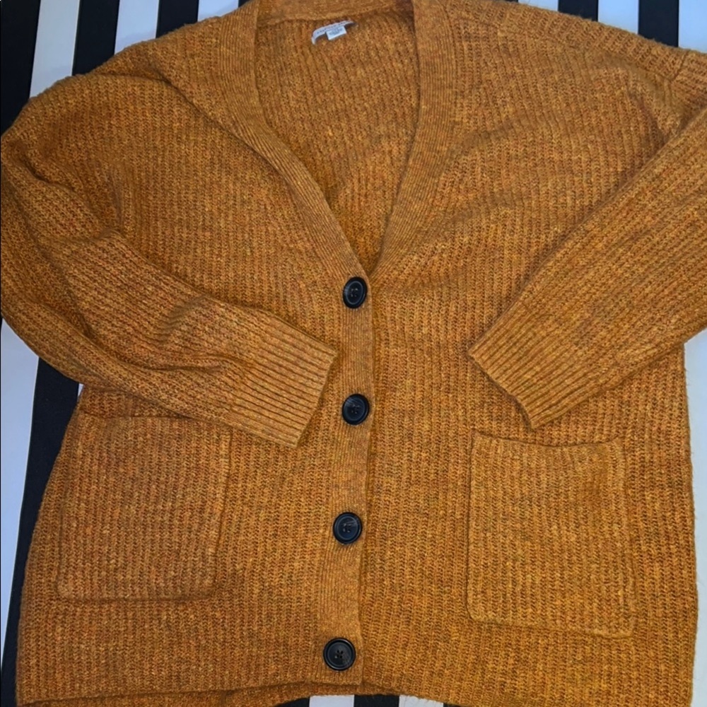 Cozy Mustard American Eagle Cardigan Sweater